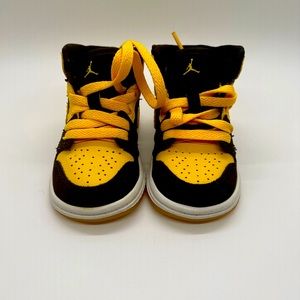 Nike - Air Jordan 1 Retro Mid Kids Black/Yellow